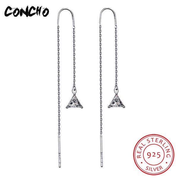

concho jewelry 925 sterling silver triangle drop earrings for women wedding party gifts 2018 originality earrings, Golden;silver