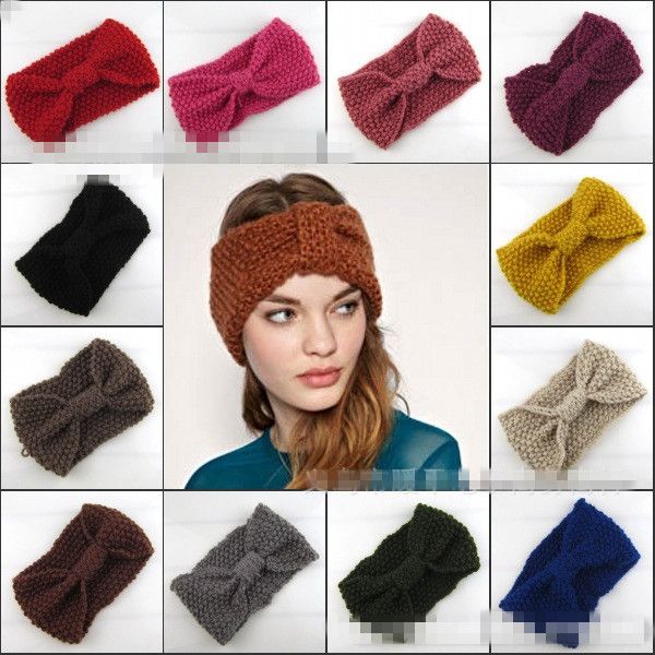 Maiskorn-Strick-Haarband mit Schleife, Häkel-Stirnbänder für Frauen, 20 Farben, Winter, warme Woll-Stirnbänder, Mädchen-Kopfbedeckung, Ohrenschützer