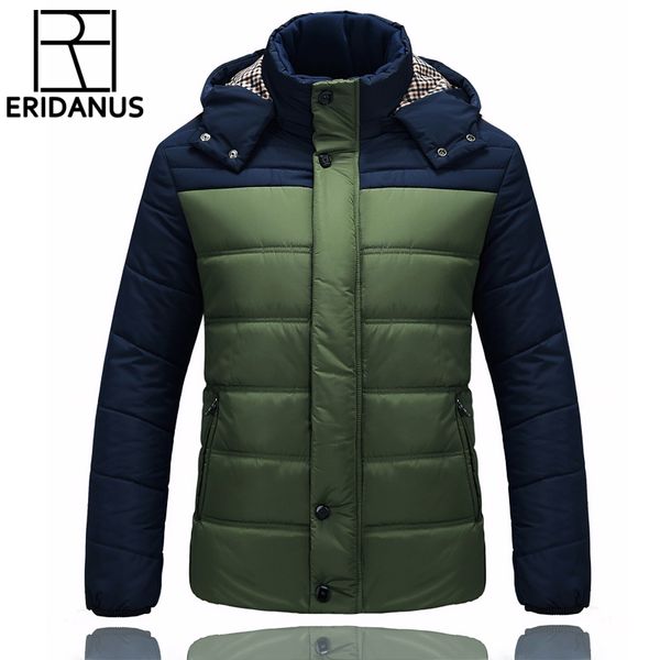 

2016 winter men new fashion down jacket comfort warm big yards with zipper pocket short hooded cotton-padded coat m384, Black