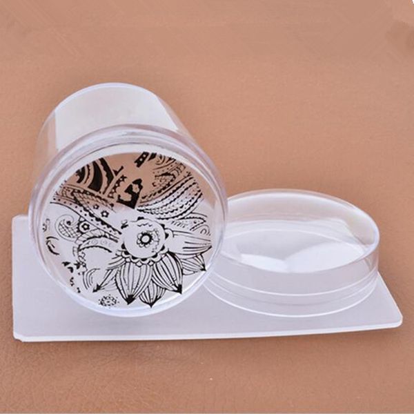 

3.8 cm big head jelly silicone stamper transparent stamp scraper transfer stamping plate cap templates tools nail art manicure, White
