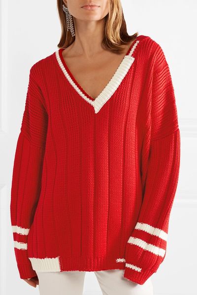 

brand designer women v neck sweaters 2018 autumn winter fashion drop shoulder loose oversized pullovers casual streetwear jumper, White;black