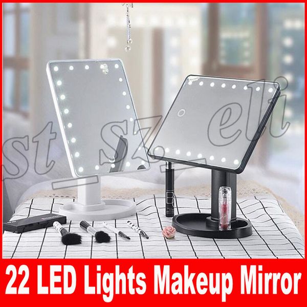 

make up led mirror 360 degree rotation touch screen make up cosmetic folding portable compact pocket with 22 led light makeup mirror