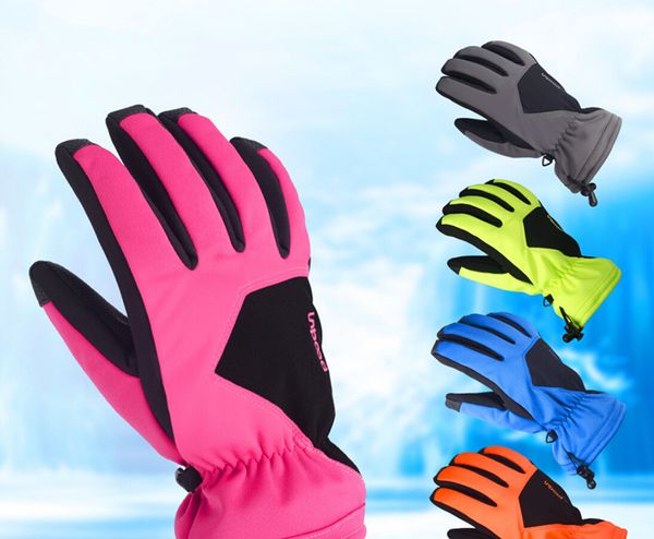 

winter new ski gloves five fingers warm riding waterproof cold padded cycling non-slip outdoor gloves, Black