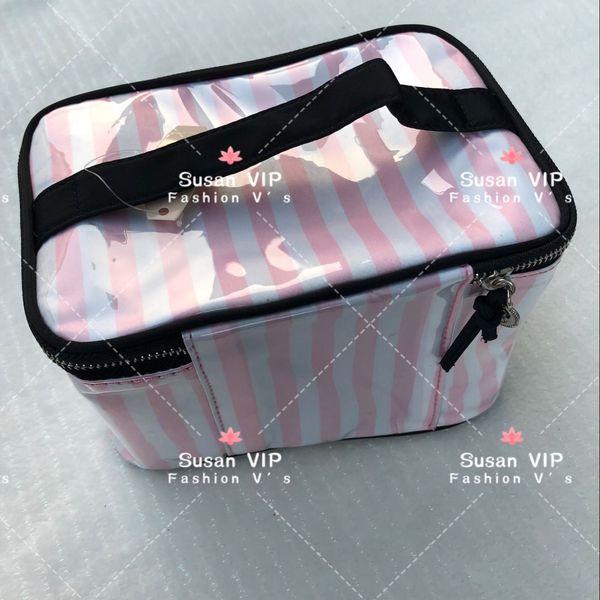 

мода пункт Smart Striped Марка косметика организатор case женский мыть макияж сумка мода