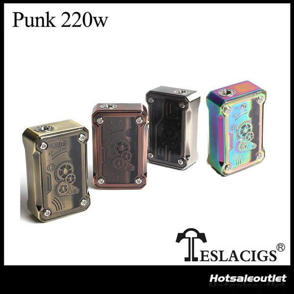 

Аутентичные Tesla Punk 220W Электронная сигарета Mod TC TCR VW VV Mode Питание от двух аккумуляторов 18650 Teslacigs Punk 220 Box Mods