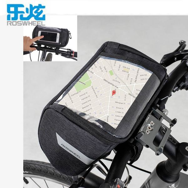 

roswheel 3l capacity bicycle front handlebar bag waterproof bike basket mtb road bicycle bags with pvc touch screen membrane