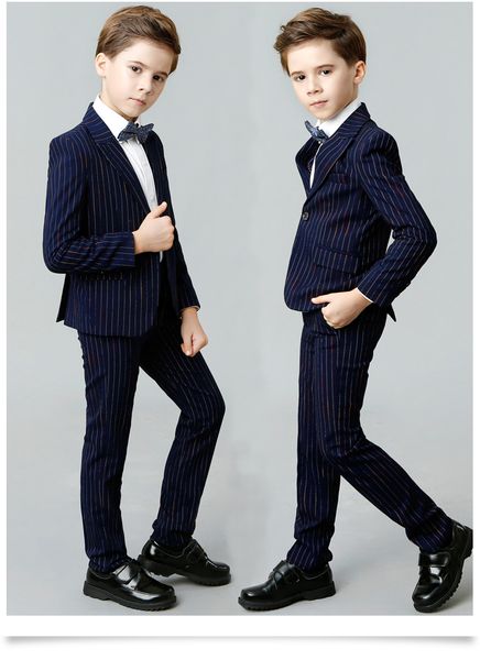 

good looking boys wedding attire elegant style colour stripe performance stage show boys suits peaked lapel three to five pieces clothing, Black