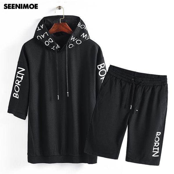 

seenimoe two piece track suit for men hooded sweatshirt + pants mens sweat suits 2018 brand tracksuit mens sets sportsman wear, Gray