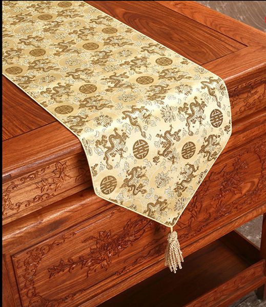 Curto longo elegante damasco corredores de mesa casamento festa de natal decoração de mesa tapete de seda cetim mesa de café pano corredor 150x 33c203b