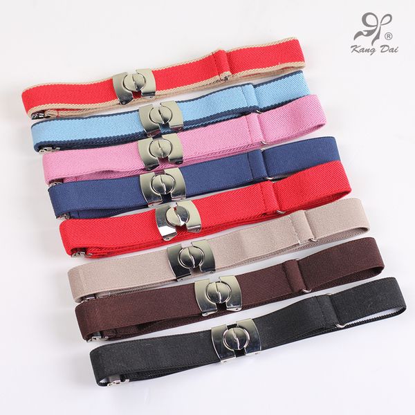 

kangda modern pure color elastic adjustable belts for children/boys/girls and elastic waistband for janes/pants, belts/ks, Black;brown