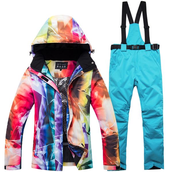 

2018 new women skiing suit ski jackets and pants snowboarding sets very warm waterproof windproof winter female