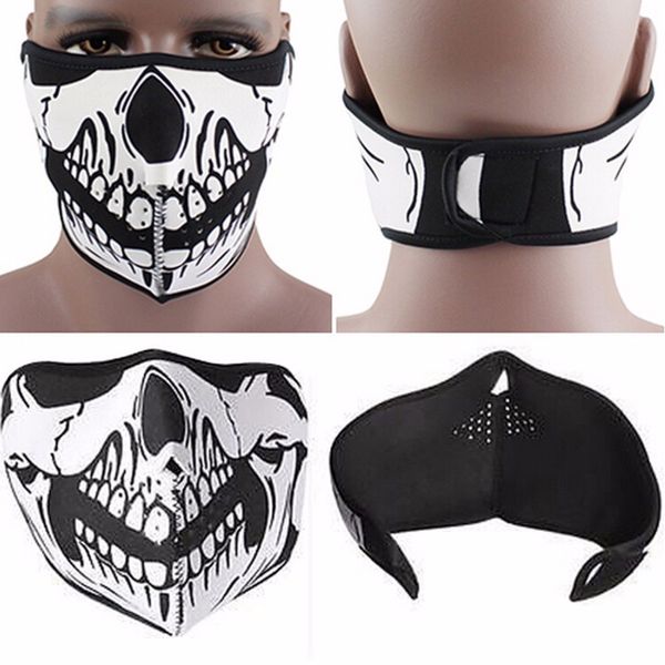 

one piece cycling face skull neoprene half face mouth mask ski snowboard motorcycle biker sport protection, Black