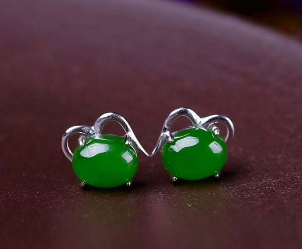 

hetian biyu silver inlaid new earrings j39#, Golden;silver