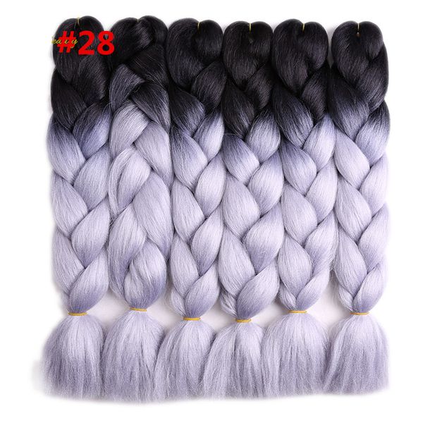 

24inch 100g 2t 3t 4t ombre kanekalon jumbo synthetic braiding hair crochet blonde hair extensions braids hairstyles, Black