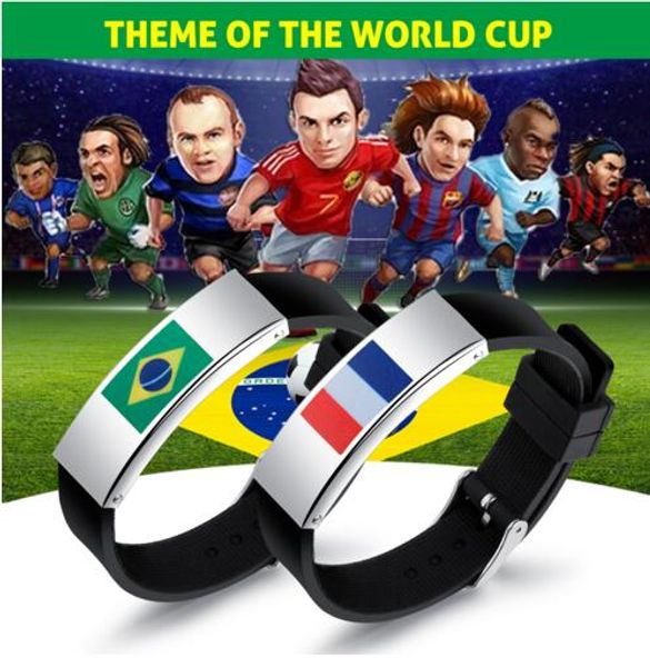 

2018 world cup jewelry new fashion ball fans wristband black punk rubber silicone friendship bracelets pulseras hombre caucho ph1263