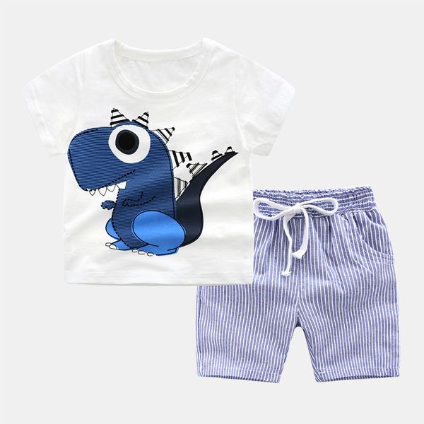 

shorts sleeve 2018 new summer boy sets cotton t-shirt + pants 2 pieces set children clothes costume girl boy kids suits 4cs437, White