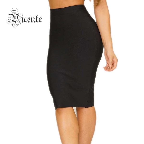 

must have vj009 chic over knee length bodycon demi bandage skirt, Black