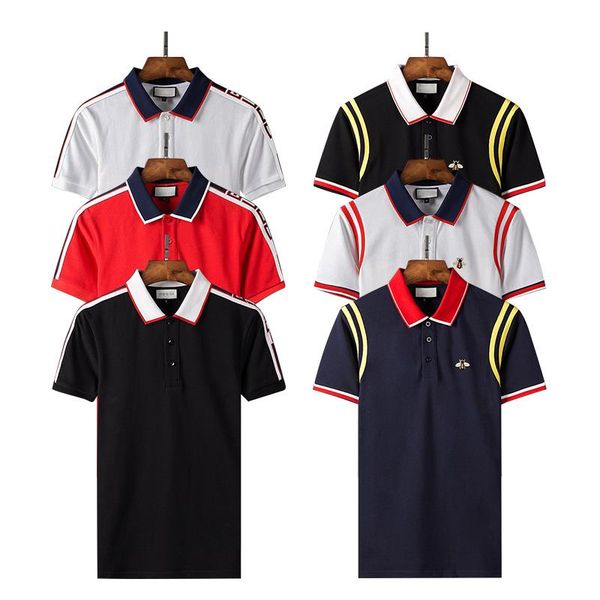 

16t epacket 2018 italy polo hirt men bee embroidery collar men ca ual cotton polo hirt nake tiger tee top polo hirt