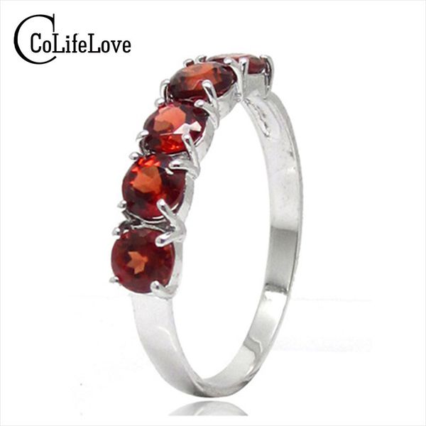 

100% natural garnet wedding rings for women 925 solid sterling silver jewelry january birthstone ring for girl fashion jewelry, Golden;silver