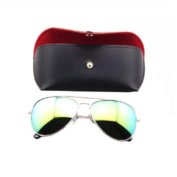 

1pc classic pilot sunglasses designer brand mens womens sun glasses eyewear gold metal 57mm glass lens black leather case, White;black