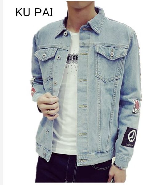 

2017 men's jeans jacket fashionable jeans jackets slim fit casual street vintage men's jean clothes plus size m-5xl, Black;brown