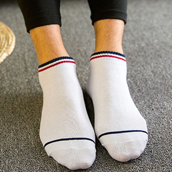 

wholesale- 1 pairs summer cotton stripe socks women men sock male casual low cut ankle short socks men meias homens, Black