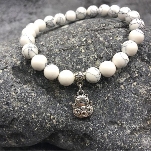 

8 мм белый Howlite бусины йога бусины тыква мала молитва браслет для медитации Дерево Жизни кулон браслет для женщин