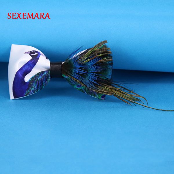 

new mens peacock feather bow tie hand made luxury feather bow tie with gift box, Black;blue
