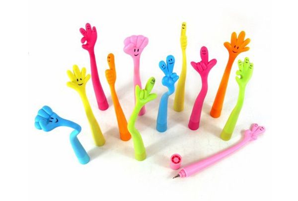 

50pcs/lot flexible gesture pen, finger ball pen,creative ball pen & cute funny expression pen, Black;red