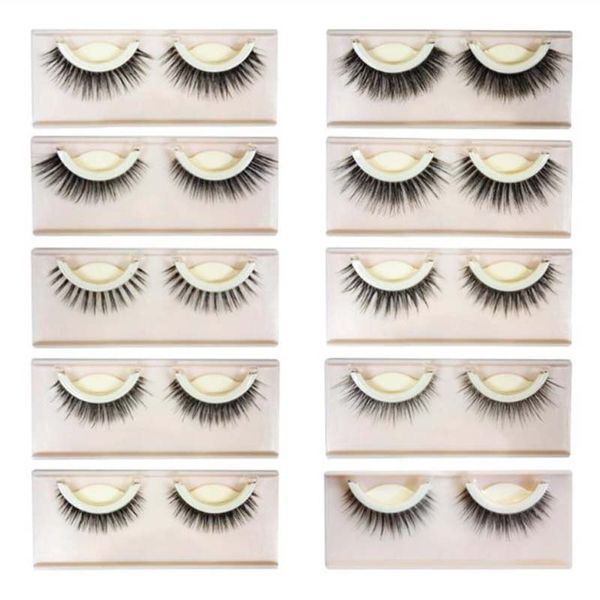 

100pairs wholesale self adhesive mink false eyelashes eye makeup natural long black extension eyelashes cross fake eye lashes