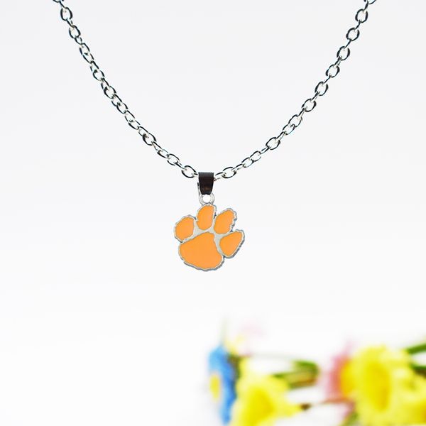 Wholesale Fashion Sports Team Jewelry Necklace Ncaa Clemson Tigers Alloy Enamel Charm Necklace Jewelry For Fans Gift Lariat Necklace Personalized