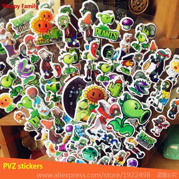 

6 pcs/set cute plants vs zombies wall stickers mobile game pvz mini bubble stickers for kids cartoon toys