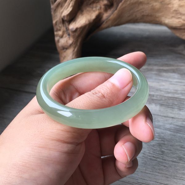 

h19#hetian jade jade bracelet qinghai material bottom clear water light green round bracelet, Golden;silver