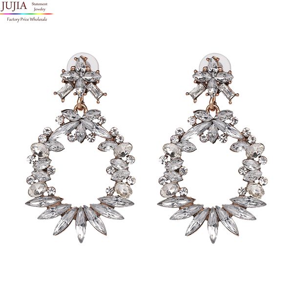 

jujia 2018 trend fashion earring women crystal vintage statement earrings for wholesale, Silver
