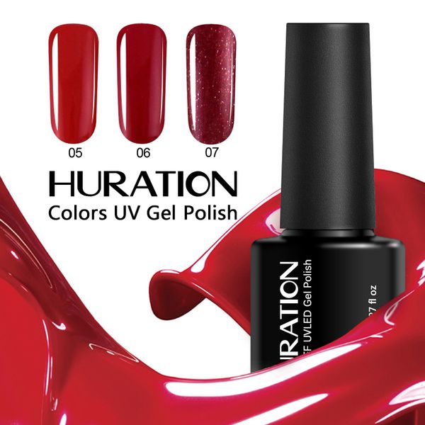 

huration 8ml ordinary gel lacquer 29 colors nail art soak off uv led lamp brushes nail gel polish long-lasting manicure varnish, Red;pink