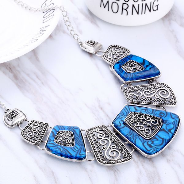 

hesiod statement necklace new vintage jewelry silver gold color alloy resin bead choker necklace fashion bijoux women