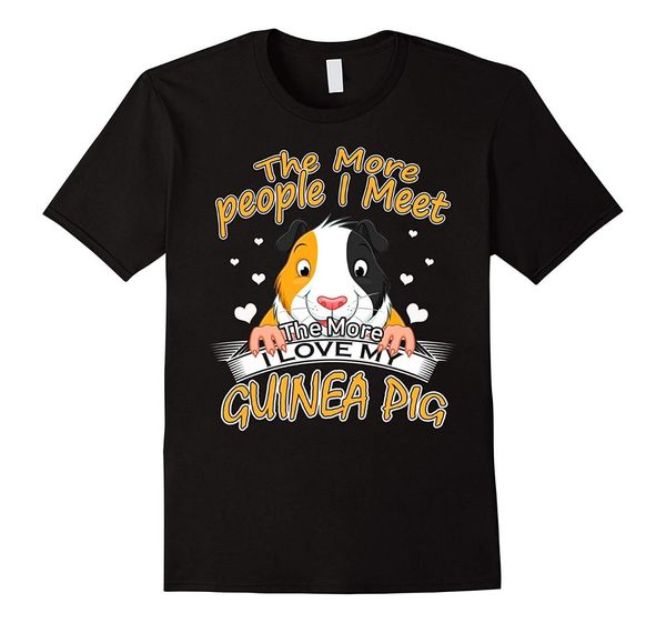 

the more people i meet the more i love my guinea pig t shirt, White;black