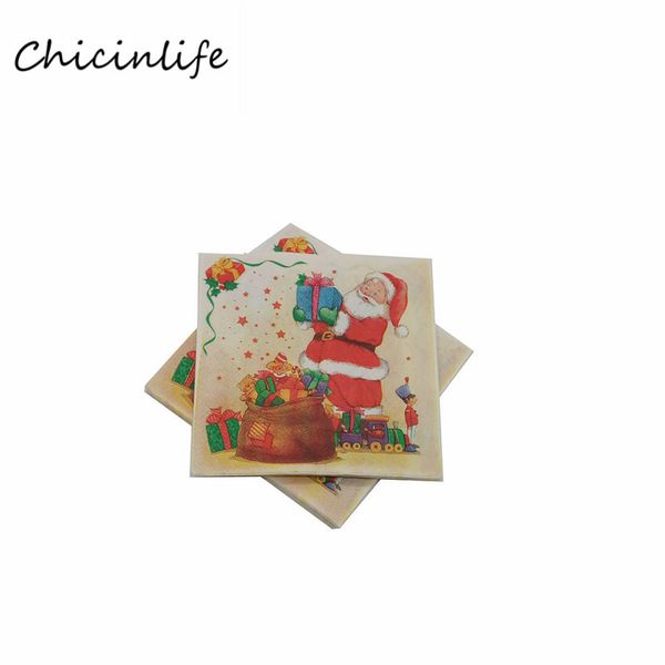 

chicinlife 20pcs/lot santa claus paper napkin christmas party decoration christmas decoupage napkin