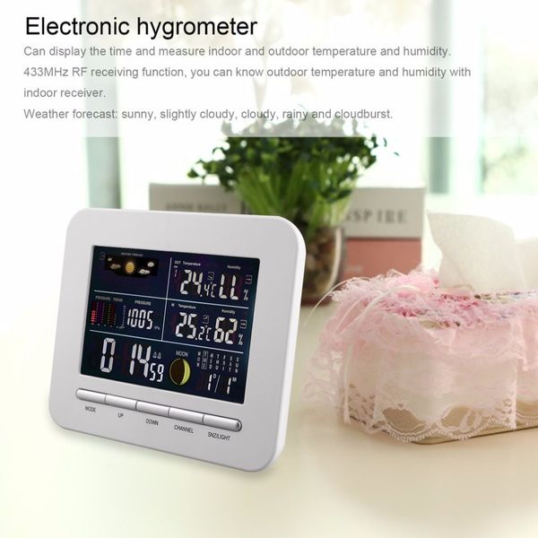 

wireless digital forecast weather station clock remote sensor indoor outdoor temperature humidity monitor alarm clock new style table clock