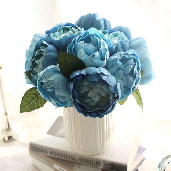 

lin man new 6 heads damask rose fake artificial peony silk decorative party flowers for home l wedding office garden decor