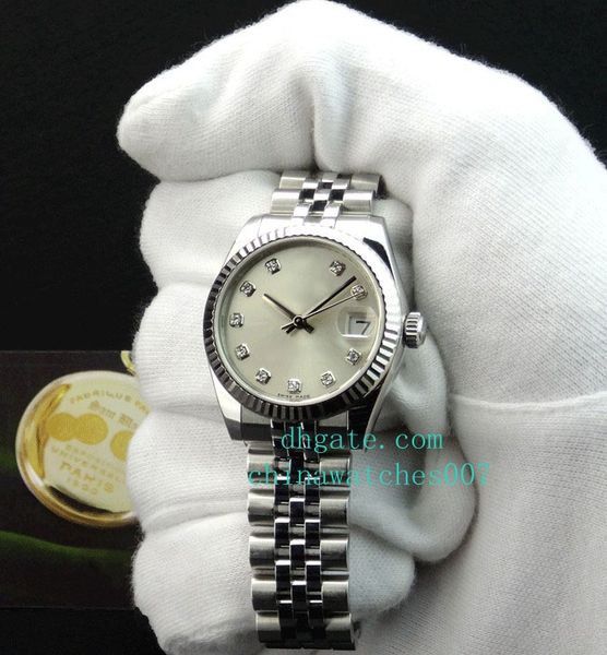 

watch mid-size 31mm datejust - silver diamond dial - 178274 sant blanc stainless steel automatic ladies women's watch, Slivery;brown