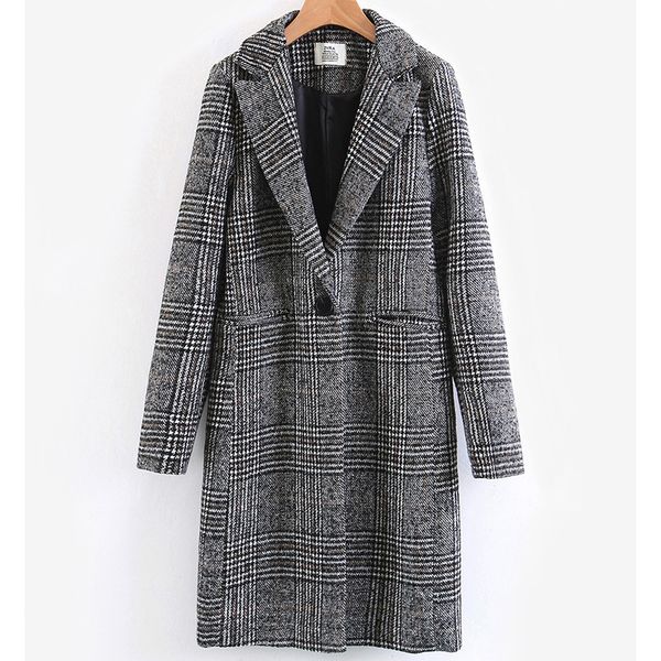 

women's wool & blends 2021 fashion korean button long solid slim mujer womens autumn winter woolen coat overcoat parka outwear cardigan, Black