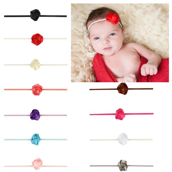 

new europe baby rose flower hairband head bands toddler girls headbands kids headwear children hair accessory 11 colors 14327, Slivery;white