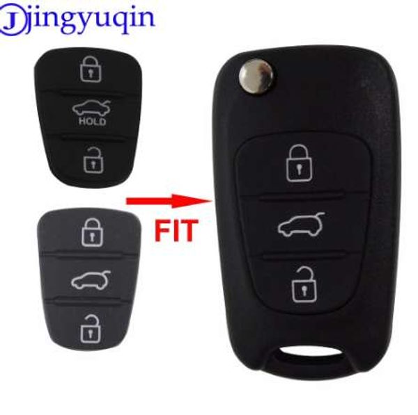 Jingyuqin Nova almofada de borracha de substituição 3 botões flip car shell chave remoto para hyundai i30 ix35 kia k2 k5 capa chave capa