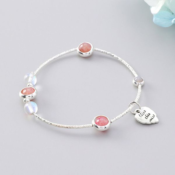 

2018 new korean version simple moonstone crystal bracelet manual fish tail bird heart bracelet for women accessories, Black