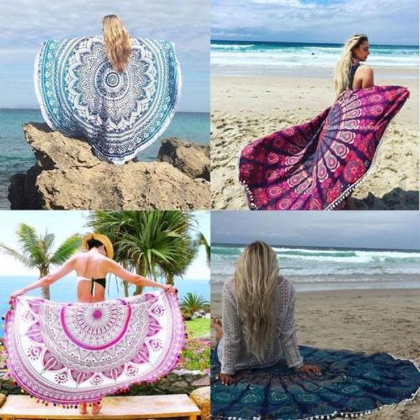 

wholesale- india round mandala wall hanging beach towel picnic blanket yoga mat tapestry #qe89f56
