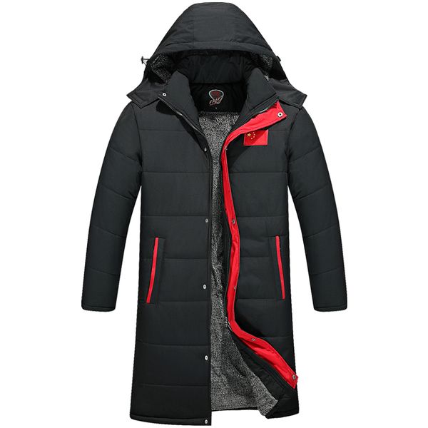 

drop shipping men winter jackets and coat long style hooded warm parkas outwear overcoats abz100, Black