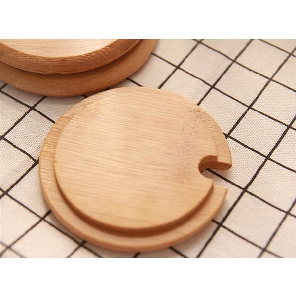 

3pcs wood lids wooden mug cover glass jar wood drink cup lid with spoon hole