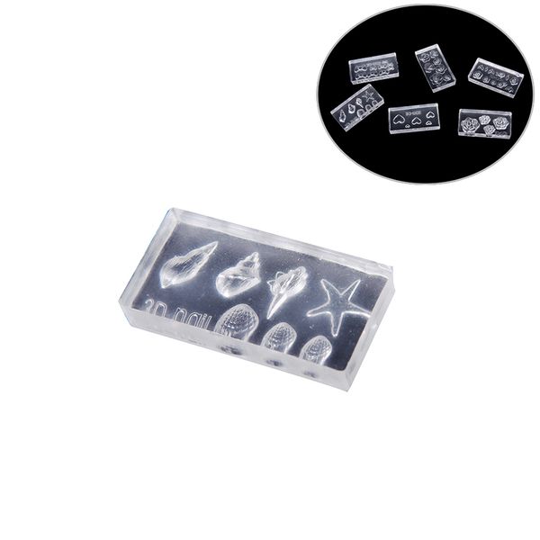 

6 ppcs diy design silicone nail art templates pattern manicure beauty durable 3d acrylic mold for nail art decorations, White