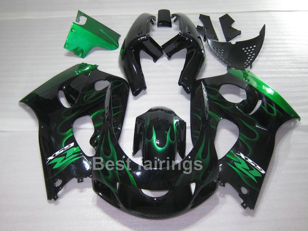 

7gifts fairing kit for suzuki gsxr600 gsxr750 srad 1996-2000 black green flames gsxr 600 750 96 97 98 99 00 fairings ff20